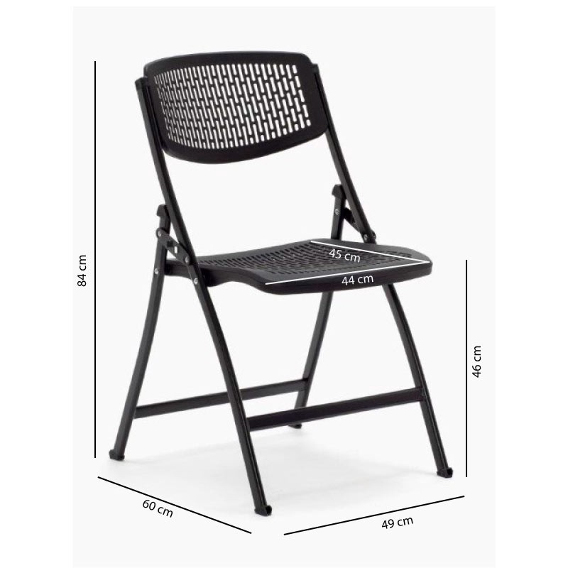 Pack 5 sillas plegables modelo SEUL de Euromof estructura de acero en color negra