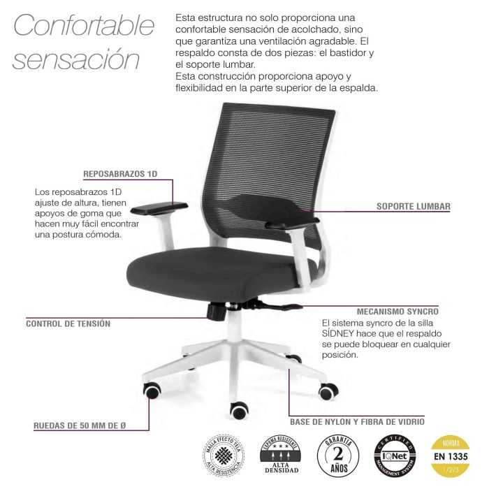 Silla de oficina SIDNEY de Euromof blanca
