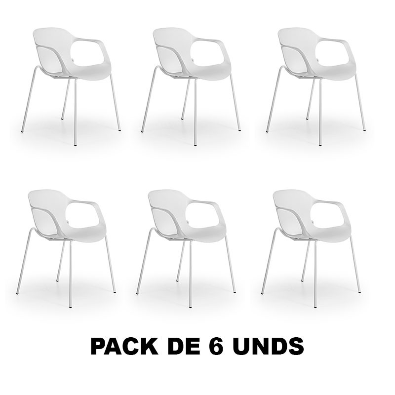 Pack 6 Sillas confidente de plástico BARI de Euromof