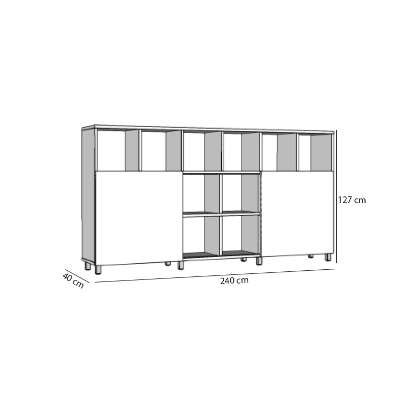 Despacho Completo Style 1, con 3 armarios medios, Mesa fondo 80 cm -  Mobiocasión