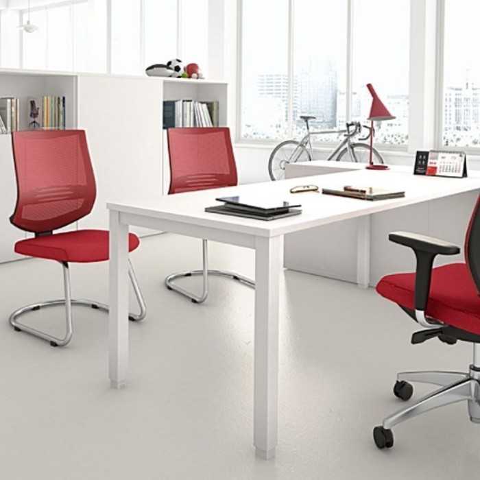 Mesa de oficina TEMPO, estructura 4 patas fijas, fondo 80 cm