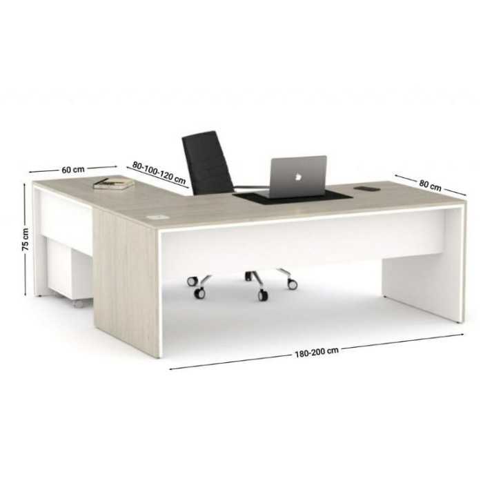 Mesa dirección recta + ala derecha pata STYLE, fondo 80 cm