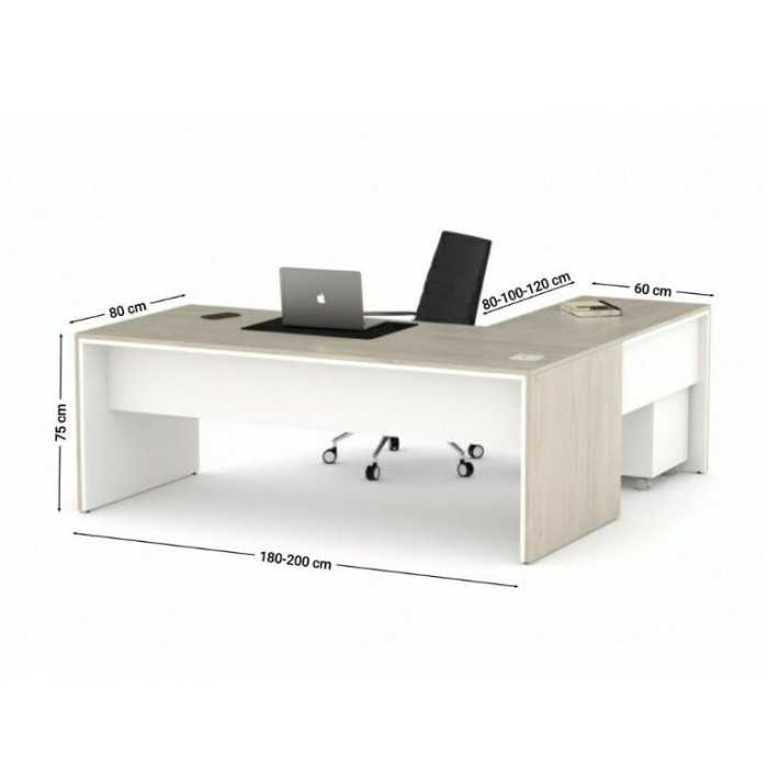 Mesa dirección recta + ala izquierda pata STYLE, fondo 80 cm