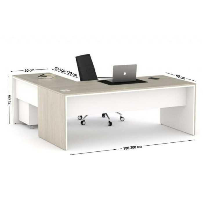 Mesa dirección recta + ala derecha pata STYLE, fondo 90 cm