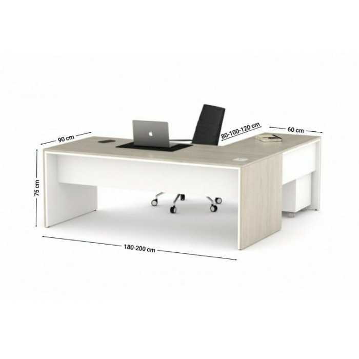 Mesa dirección recta + ala izquierda pata STYLE, fondo 90 cm