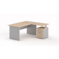 Mesa de oficina serie TONO T3 con ala y cajonera pedestal cajón + archivo de Mobel Linea