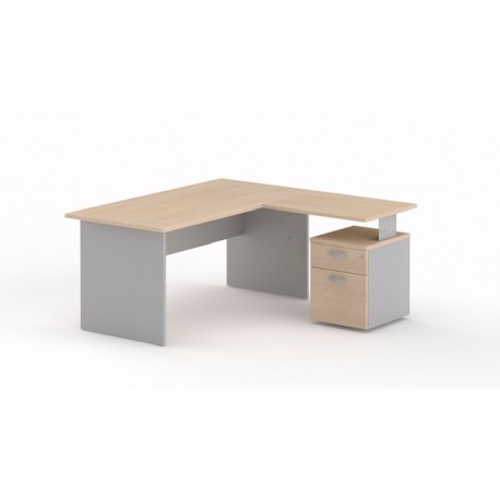 Mesa de oficina serie TONO T3 con ala y cajonera pedestal cajón + archivo de Mobel Linea
