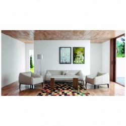 Mesa sala de espera de cristal MARINA, 4 patas rectangulares de madera, medida 110x60 cm