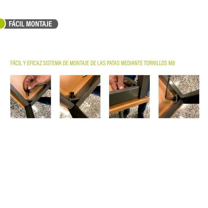 Mesa colectividad rectangular estructura perimetral serie DAI fondo 70 cm