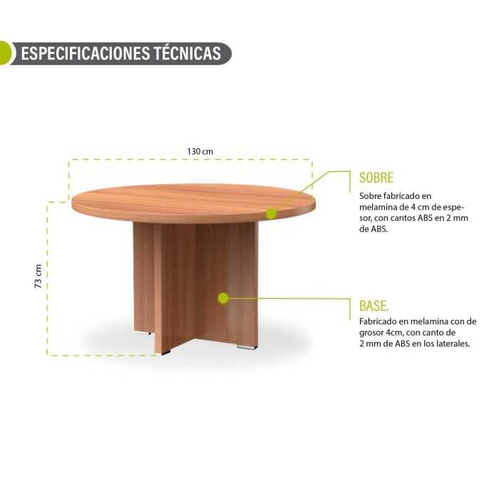 Mesa de reunión, KARINA, circular, diámetro 130 cm, melamina