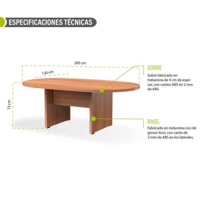 Mesa de reunión KARINA, ovalada, medida 200x120 cm
