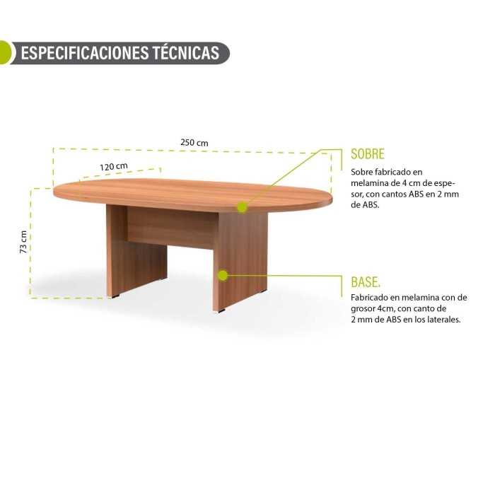Mesa de reunión, KARINA, ovalada, medida 250x120 cm