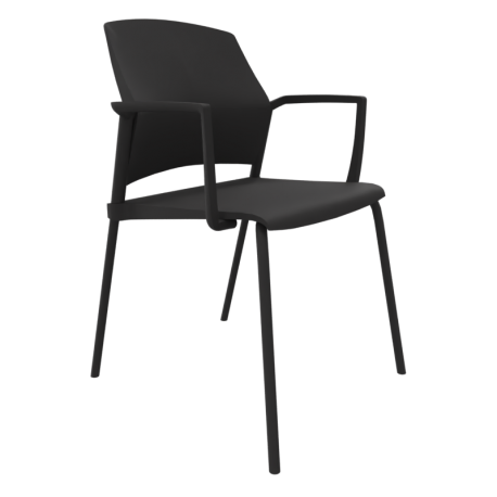 Silla confidente REPLAY con brazos, estructura negra