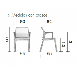 Silla confidente REPLAY con brazos, estructura negra