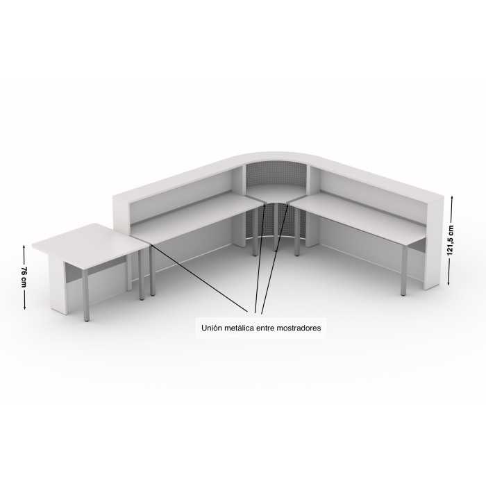 Mostrador de recepción curvo WORK BLANCO-GRIS