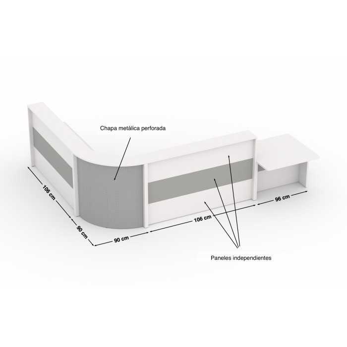 Mostrador de recepción curvo WORK BLANCO-GRIS