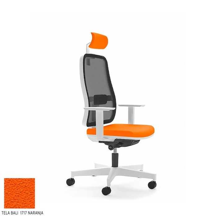 Silla de escritorio ergonómica BLAZE blanca con cabezal respaldo malla uso 8 horas