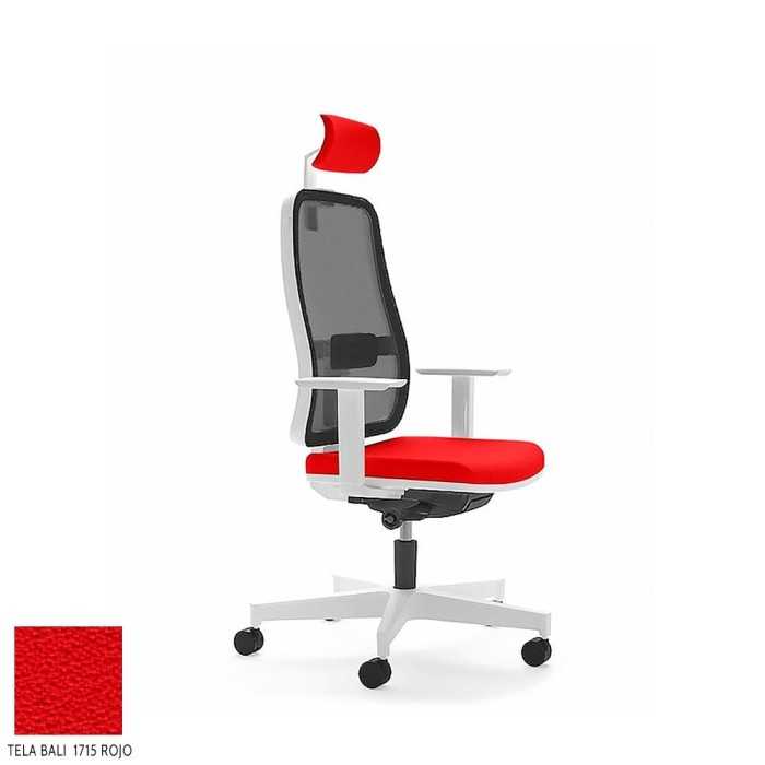 Silla de escritorio ergonómica BLAZE blanca con cabezal respaldo malla uso 8 horas