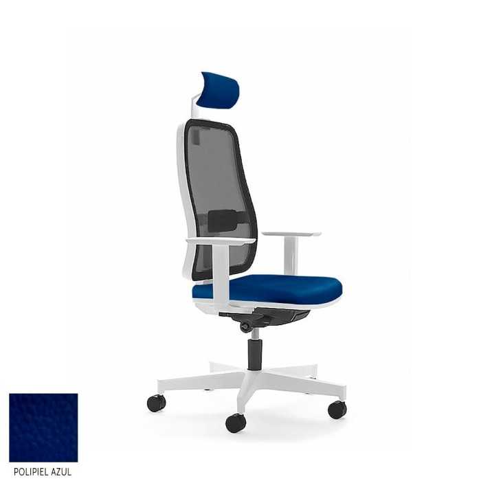 Silla de escritorio ergonómica BLAZE blanca con cabezal respaldo malla uso 8 horas