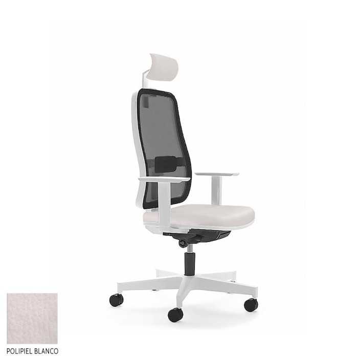 Silla de escritorio ergonómica BLAZE blanca con cabezal respaldo malla uso 8 horas