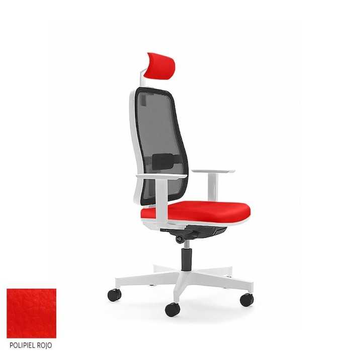 Silla de escritorio ergonómica BLAZE blanca con cabezal respaldo malla uso 8 horas