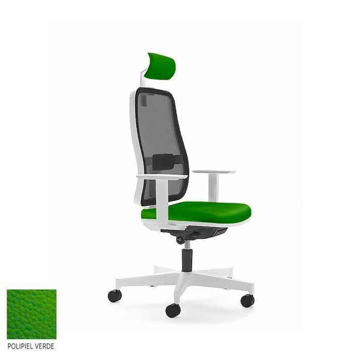 Silla de escritorio ergonómica BLAZE blanca con cabezal respaldo malla uso 8 horas