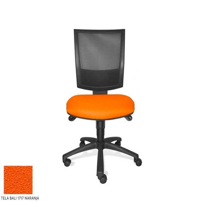 Silla de oficina FLASH, respaldo malla, sin brazos, base poliamida, sistema sincro