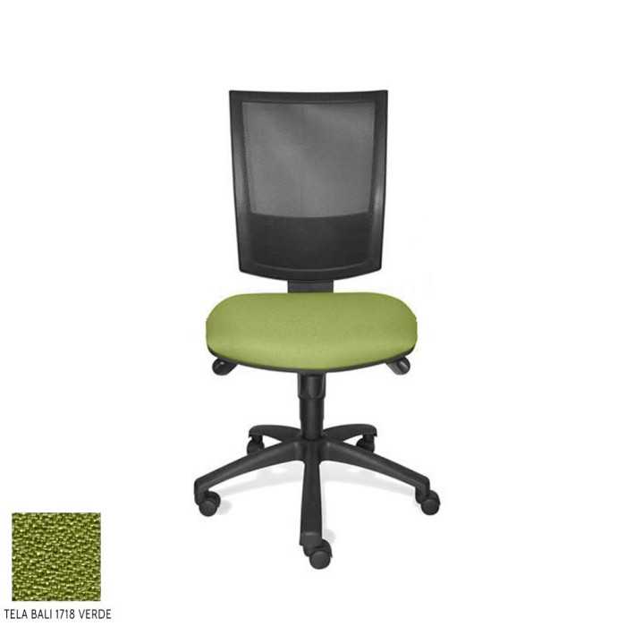 Silla de oficina FLASH, respaldo malla, sin brazos, base poliamida, sistema sincro