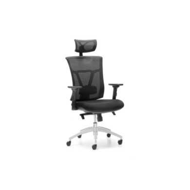 Silla ergonomica de oficina Modelo Ankara de Euromof, con cabecero regulable, soporte lumbar, color negro