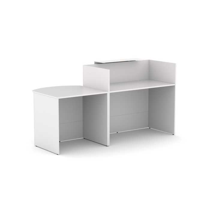 Mostrador recepción MOBI 200 cm, blanco, sobremostrador y zócalo blanco