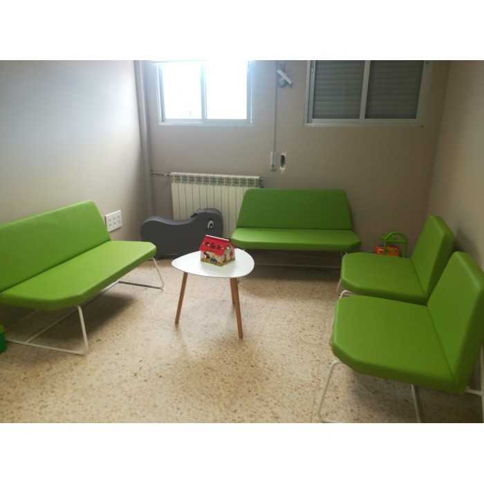 Sillón para sala de espera CARINA, 2 plazas, gran acolchado, sin brazos