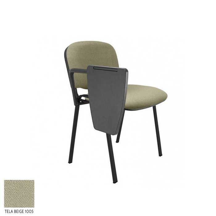 Silla confidente modelo FISSA de Vincolo, con pala derecha, tapizada, estructura negra