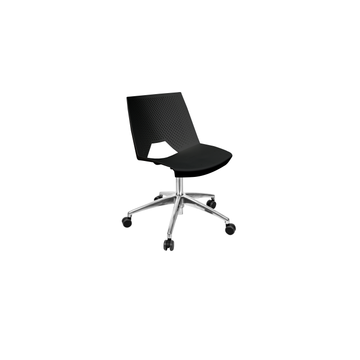 Silla giratoria de plástico perforado Strike base de aluminio