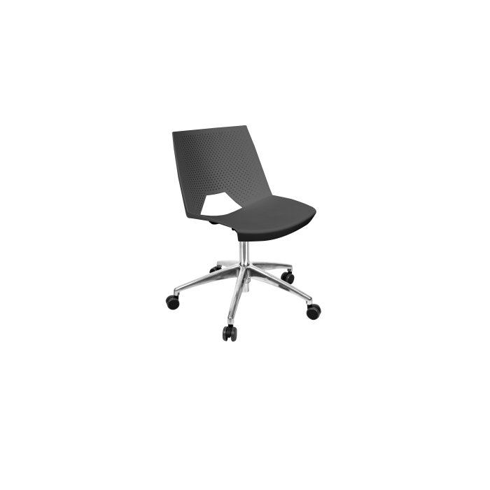 Silla giratoria de plástico perforado Strike base de aluminio