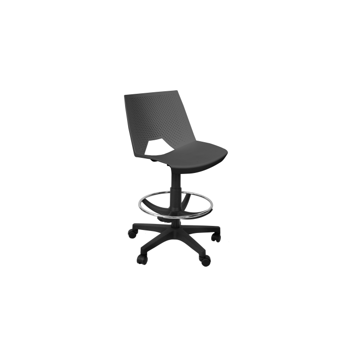 Silla giratoria de plástico perforado Strike taburete base poliamida