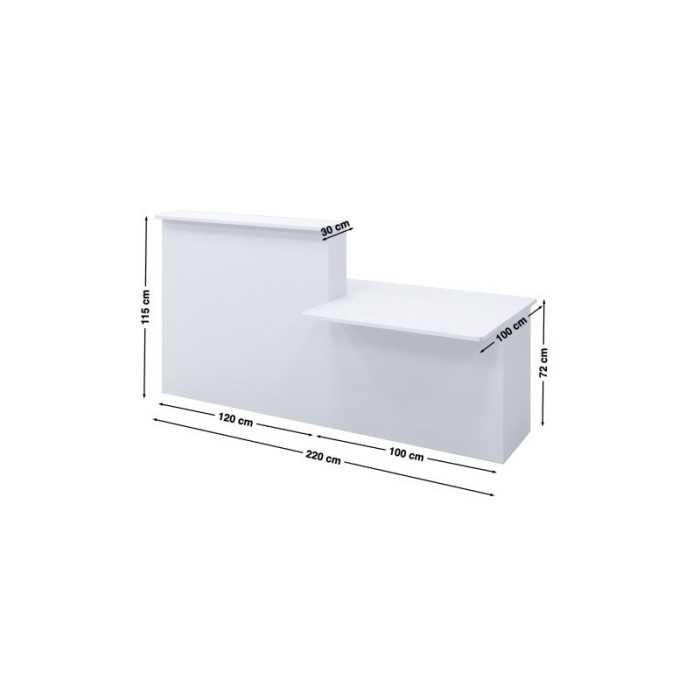 Mostrador recepción compuesto por módulo recto derecha + minusválidos SERIE BASIC acabado blanco