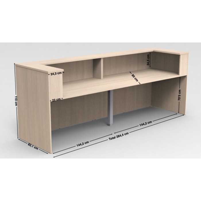 Mostrador de recepción doble ZETA, con pasacables, color configurable
