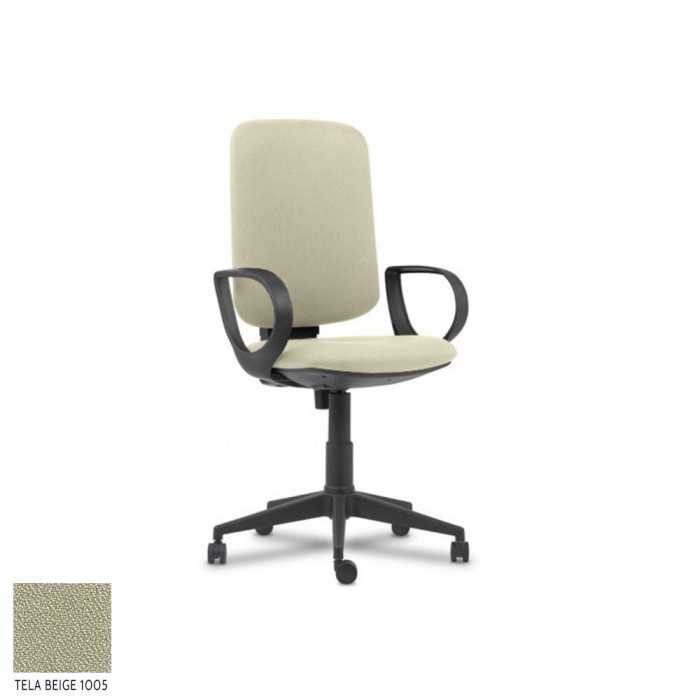 Silla ergonómica de oficina modelo Elina de Vincolo, contacto permanente, brazos fijos star
