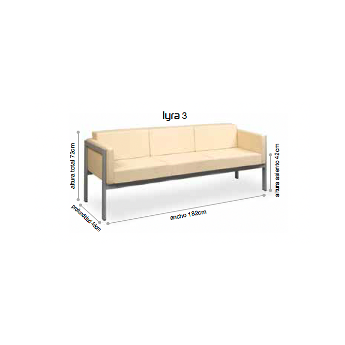 Sofá sala de espera de 3 plazas modelo Lyra