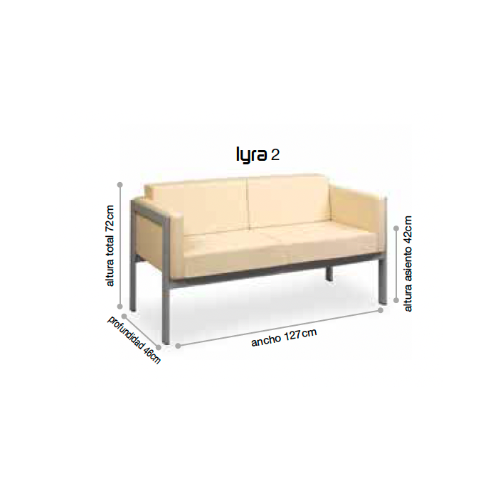 Sillón sala de espera de 2 plazas Lyra