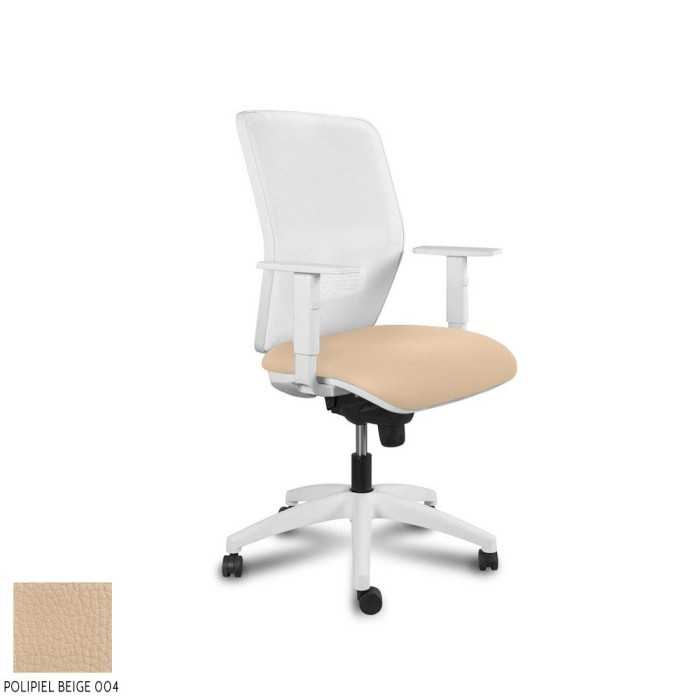 Silla Operativa ergonómica Kerry White Syncro de Vincolo brazos regulables y base blanca