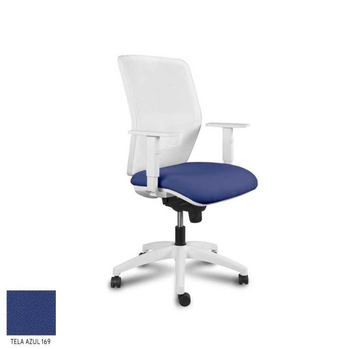 Silla Operativa ergonómica Kerry White Syncro de Vincolo brazos regulables y base blanca