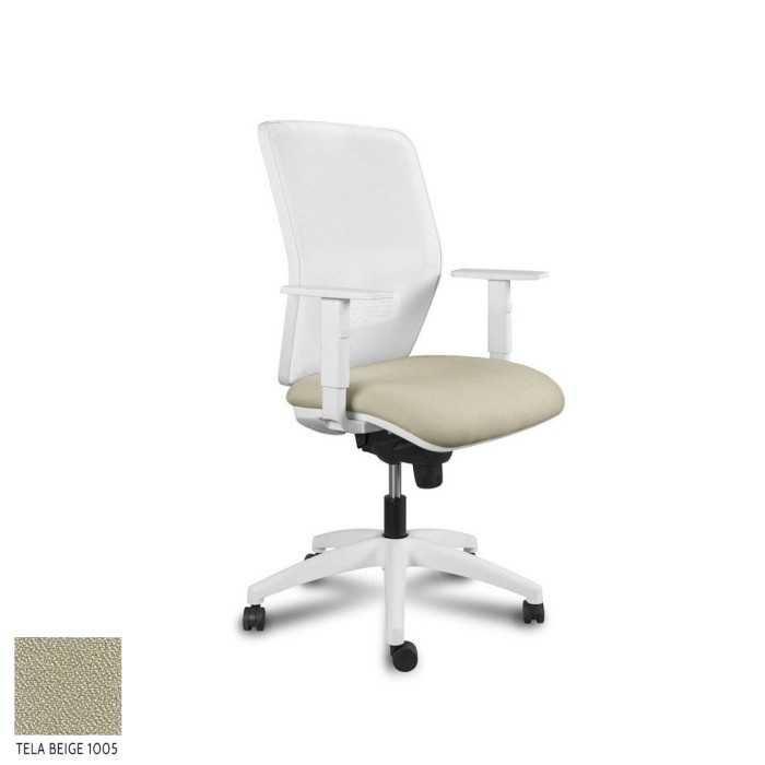 Silla Operativa ergonómica Kerry White Syncro de Vincolo brazos regulables y base blanca