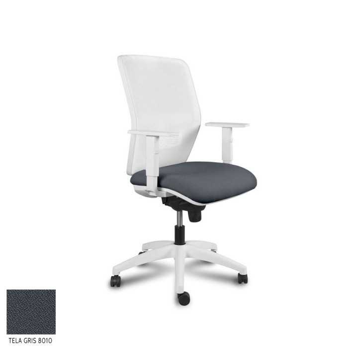 Silla Operativa ergonómica Kerry White Syncro de Vincolo brazos regulables y base blanca