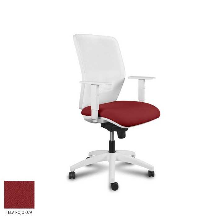 Silla Operativa ergonómica Kerry White Syncro de Vincolo brazos regulables y base blanca