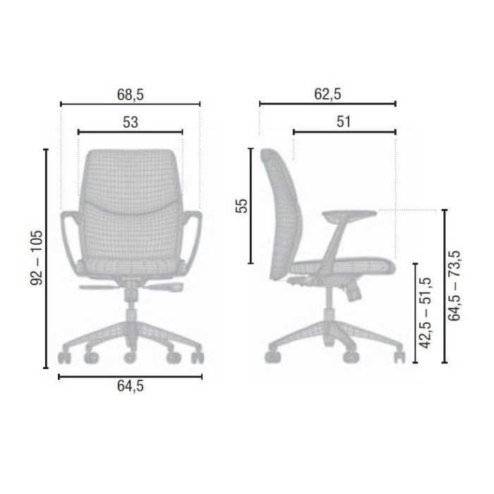 Sillón de oficina VIC giratorio con respaldo medio