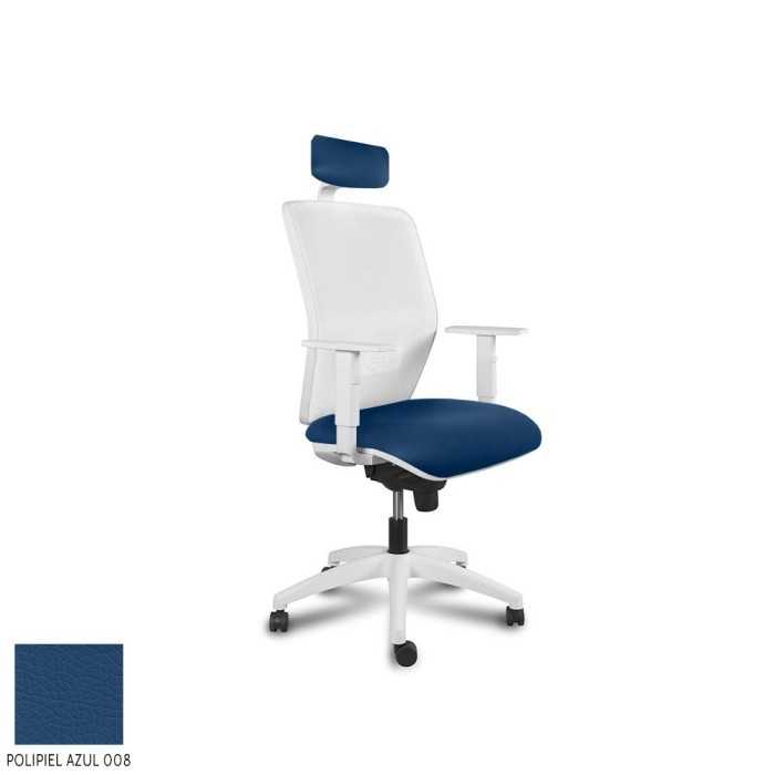 Silla ergonómica de oficina modelo Kerry White de Vincolo, con cabezal, brazos regulables
