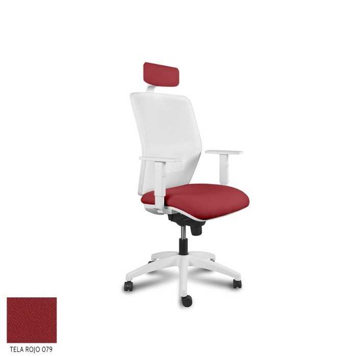 Silla ergonómica de oficina modelo Kerry White de Vincolo, con cabezal, brazos regulables