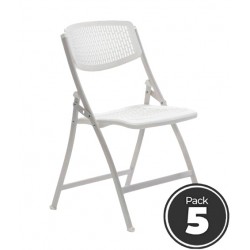 Pack 5 sillas plegables modelo SEUL de Euromof estructura de acero en color blanco