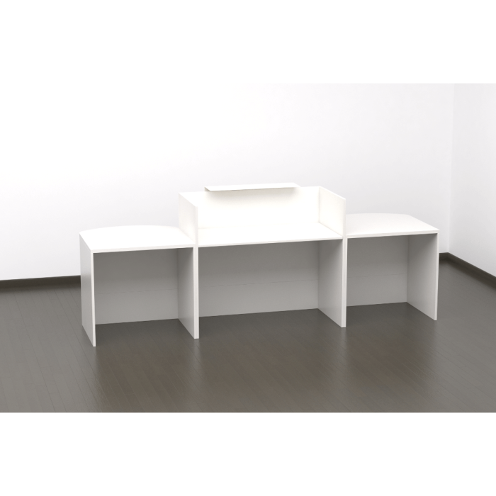 Mostrador recepción MOBI 280 cm, blanco, sobremostrador y zócalo blanco